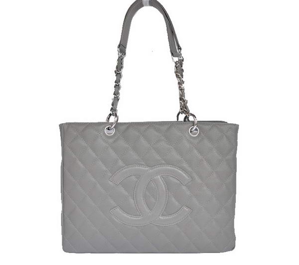 Best Chanel Classic Bag Shopper Tote Handbags 20995 Grey Silver On Sale